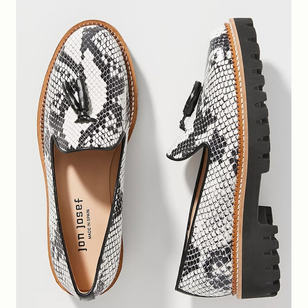 Anthropologie X Jon Josef Snakeskin Embossed Chunky Loafers